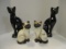 Pair of Ceramic Black Cat Statues and Pair of Ceramic Siamese Cat Statues