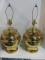 Pair of Gold Tone Ginger Jar Table Lamps