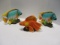 Two 1995 Universal Statuary Parrot Fish Statues and 1999 Beta Fish Statue