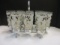 Mid Century Frosted Silver Leaf Glass Set with Caddy and Coasters