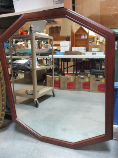 Large Wood Octagonal Mirror