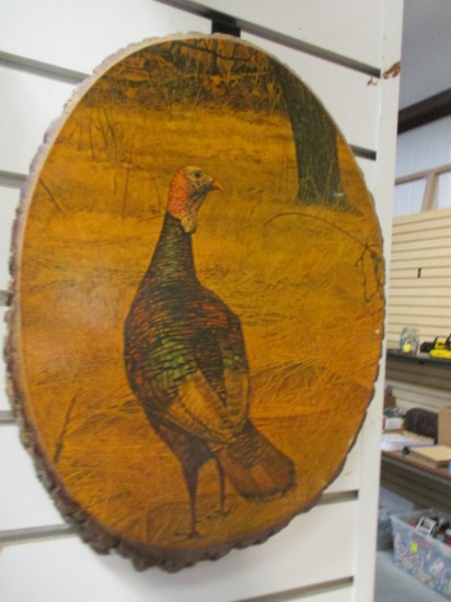 Wild Turkey Print on Live Edge Wood Plaque