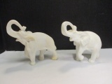 Pair of White Plaster Elephant Statues