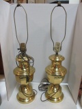 Pair of Gold Tone Urn Table Lamps