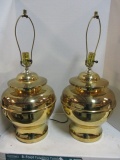 Pair of Gold Tone Ginger Jar Table Lamps