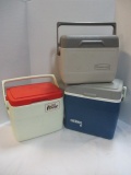Three 6-Pack Size Coolers and Soft-side Lunch Bag