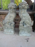 Pair of Concrete Foo Dog Statues