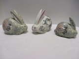 Three Porcelain Decorative Rabbits