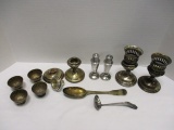 Sterling Silver Candle Holders, Salts, Shakers and Ladle, 800 Silver