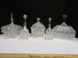 Clear Glass Covered Dishes and Two Bells