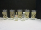 Five Libbey Coca-Cola Glasses, Miniature Pepsi Bottle and Welch