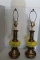 Vintage Pair of Lamps witih Yellow Glass