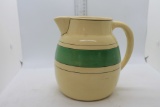 Roseville Utility Green Banded Pitcher-small chip on rim