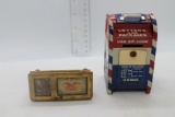 Two U S Mail Objects - Tin Mail Box and Small Postage Holfer