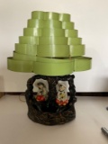 Vintage TV Lamp - Asian Figures with Venetian Blind Shade