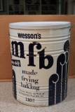 Very Large Vintage Wesson mfb Can, Advertising