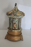 Vintage Reuge Majolica Music Box with Putti Design