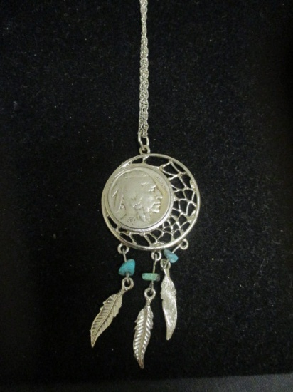 1930's Buffalo Nickel Silvertone Necklace