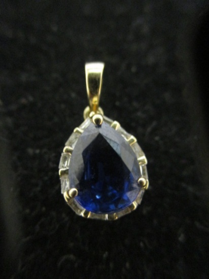 10k Gold Sapphire & Diamond Pendant