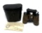 German WWII 7x50 Dienstglas Binoculars bmk with Lens covers, Case, and Bringback Paper