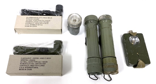 Lot of Vintage Military Flashlights and Signal Devices