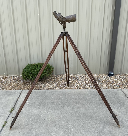 Rare WWII Japanese Battery Commander’s Spotting 10x6 TOKO Binoculars on Wooden Tripod