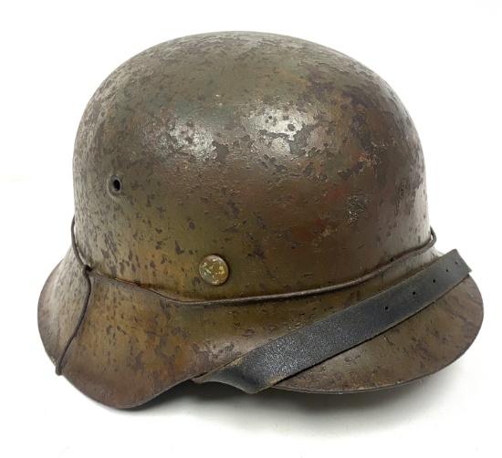 German WWII M42 Wire Base Camouflage Helmet with Liner & Chinstrap