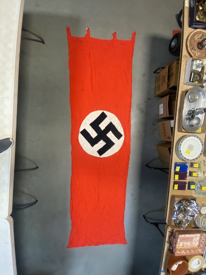 Huge 11’ German Nazi Captured Banner Flag in Ball Bearing Factory in Elgentam der Stadt Schwelnfurt