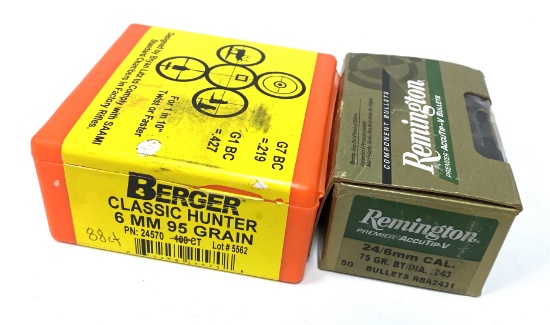 2 Boxes of 6MM (.243") Bullets for Reloading