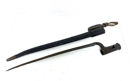 Brown Bess Bayonet and Leather Scabbard