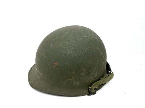 Korean War Era M1 Rear Seam Helmet with Micarta 1952 Liner