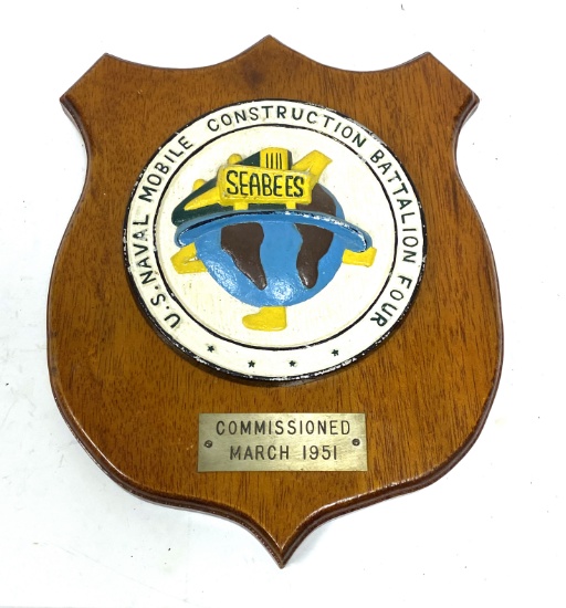 “SEABEES” U.S. Naval Mobile Construction Battalion Four - Commissioned March 1951 Plaque