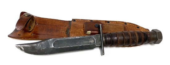 Camillus N.Y. Jet Pilot’s Survival Knife with leather sheathe and sharpening stone