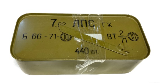 Sealed 440rds. of 7.62x54r Light Ball Steel Core Ammunition in Spam Can