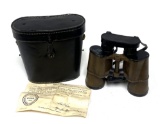 German WWII 7x50 Dienstglas Binoculars bmk with Lens covers, Case, and Bringback Paper