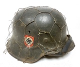 German WWII M42 DD 4th SS Police Division Combat Helmet with Full Twist Chicken Wire - EF58