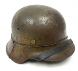 German WWII M42 Wire Base Camouflage Helmet with Liner & Chinstrap