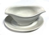 WWII 1941 German Third Reich Mess Hall Gravy Boat w/ Attached Underplate