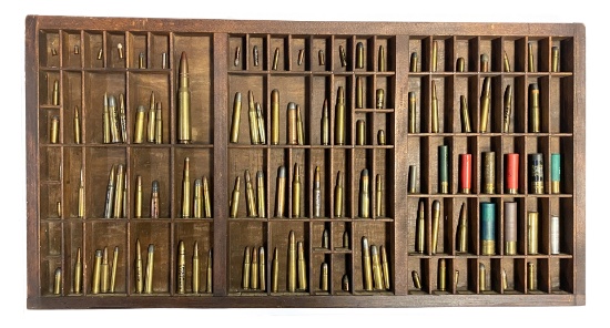 112 Collectible Live Cartridge Ammunition in Hamilton Printer's Tray