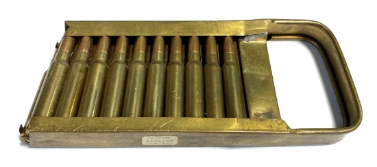 Italian Breda M30 LMG Brass Stripper Clip Charger with 7.35x51mm Carcano Ammunition