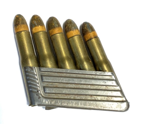 Uncommon 11.15x58R Austrian WERNDL (M77) Stripper Clip and 5 Rounds of Ammunition