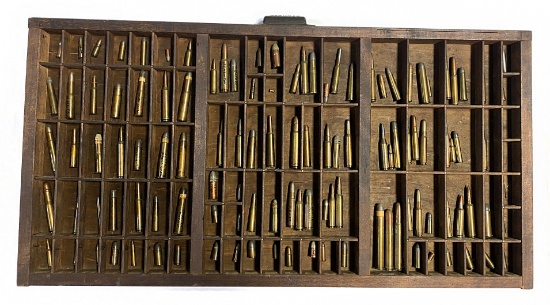 119 Collectible Live Cartridge Ammunition in Hamilton Printer's Tray