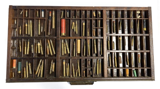 115 Collectible Live Cartridge Ammunition in Hamilton Printer's Tray