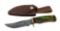 Handmade Damascus Steel Knife with Custom Wood Grip and Leather Sheathe