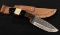 Custom Damascus Skinning Knife with Leather Sheathe