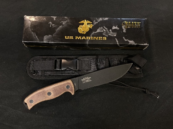 NIB Elite Tactical USMC M-1021TN 440C Stainless Tactical Fixed Blade Knife