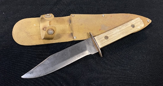 5" Fixed Blade Antique Full Tang Knife with Sheathe