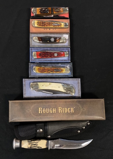 7 Knives - (6) Rough Rider and (1) Frost Cutlery Trapper
