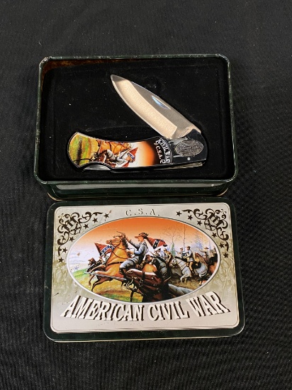 American Civil War Folding Pocket Knife in Tin