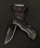 Imperial IMP105BS Folding Lockback Serrated Drop Pocket Knife with Pouch